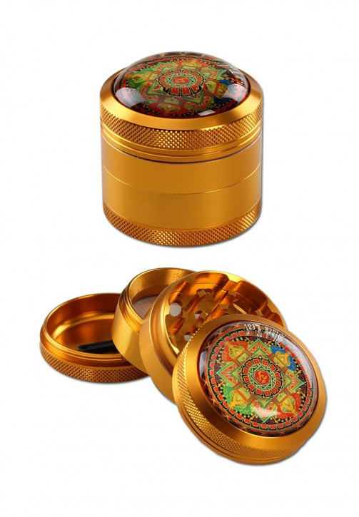 Black Leaf Mandala Alu-Grinder amber 4-tlg. ø 50mm