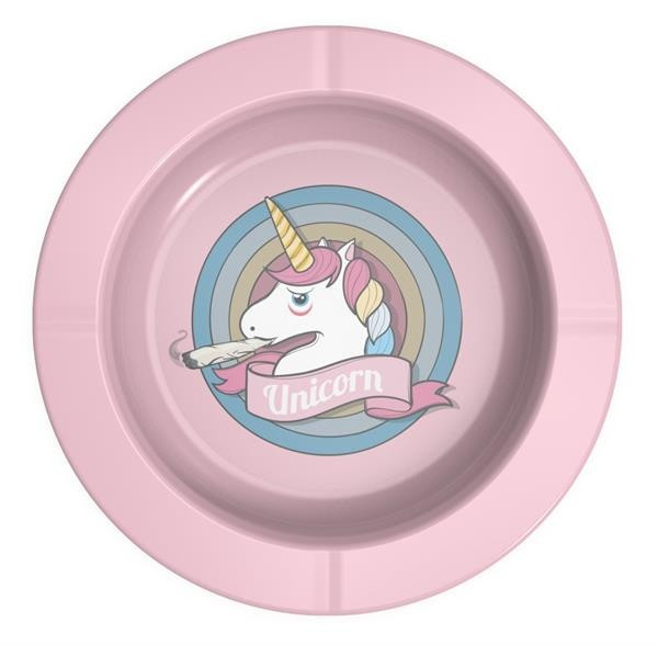 Metall Aschenbecher rund Unicorn