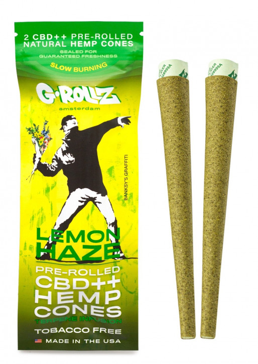 G-ROLLZ Banksy's Lemon Haze Pre-Rolled CBD Hemp Wraps 2x