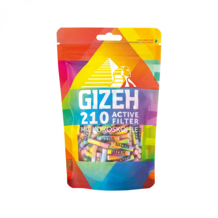 GIZEH Rainbow Active Aktivkohlefilter 6mm 210 Stk.